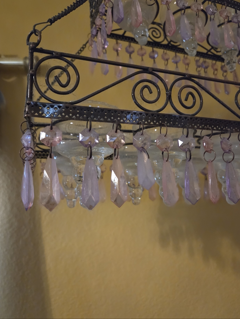 Vintage Pink Crystal Chandelier Accent